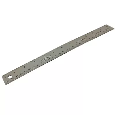 Stainless Steel Flexible Metal Ruler Classic Inches Centimeters Cork Back 12in • $6.78