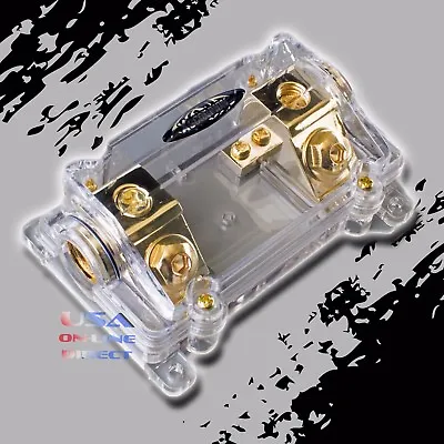 Gold 0/2 Input Output Gauge Awg Inline Anl Amp Fuse Holder Power Wire Amp Marine • $14.95