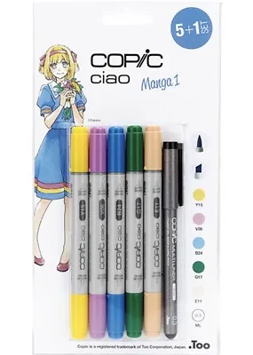 Copic Ciao 5+1 Manga 1 Set Twin Tipped Markers Plus 0.3 Fineliner For Manga Art • £10.89