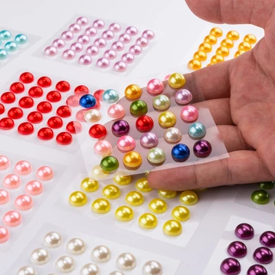 £2.29 • Buy 10mm 25PCS Big PEARL Self Adhesive Diamante Individual Gem Sticker Card Craft