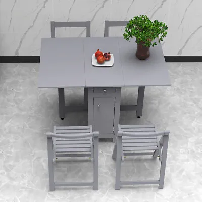$210.51 • Buy Dining Table And 4 Chairs Set Folding Kitchen Table Home Decor Space Saving