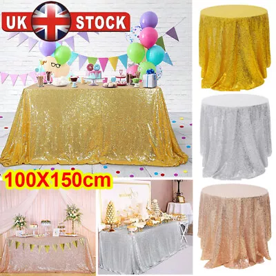 Rectangle Sequin Glitter Table Cloth Banquet Wedding Party Decor Home Cover UK • £3.88