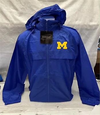 University Of Michigan Wolverines Rain Jacket Blue Medium Large XL Jersey New • $21.99