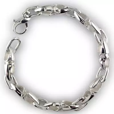Mens Twisted Bullet Link Bracelet In Sterling Silver • $693