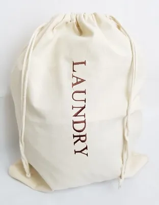 £7.69 • Buy Cotton Laundry Storage Travel Luggage Sack Bag Embroidered With Drawstring Hotel
