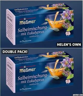 SAGE TEA 2x 25 Tea Bags By Messmer Germany UK Seller With Eucalyptus & Lemon • £9.69