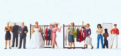 Preiser HO Scale Model Figure/People Set - At The Fashion Shop 8 People/Racks • $20.99