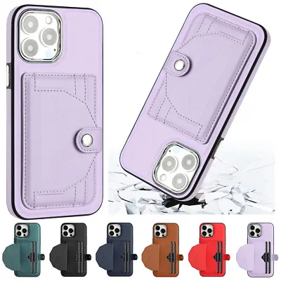 $14.13 • Buy Leather Case Card Holder Cover For IPhone 14 13 12 11 Pro XS Max XR X SE3 8 7 6+