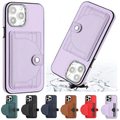 $14.13 • Buy Leather Case Card Holder Cover For IPhone 14 13 12 11 Pro XS Max XR X SE3 8 7 6+
