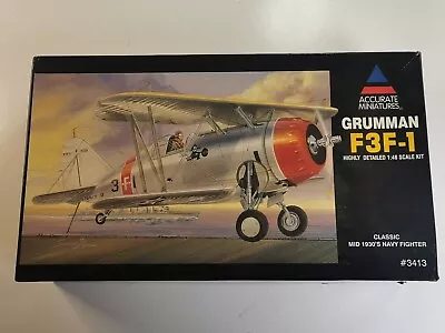 Accurate Miniatures 3413 1/48 Grumman F3F-1 Navy Fighter Model Kit-FREE SHIPPING • $36.50
