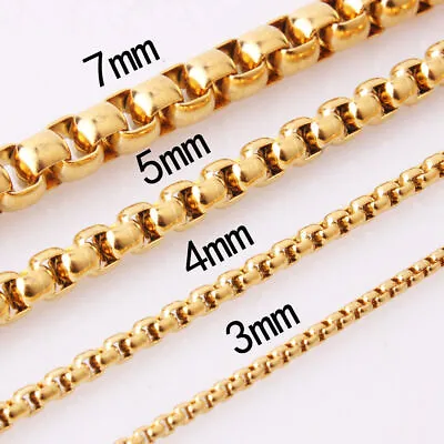 16 -40  Hot Square Rolo Stainless Steel Round Box Chain Necklace For Men Women • $8.54