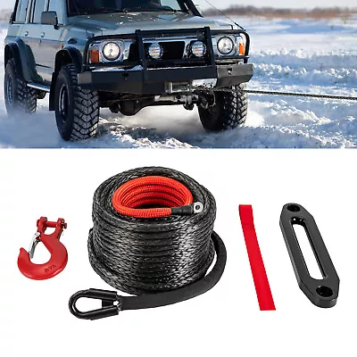 Synthetic Winch Line Cable Rope With Sleeve + Winch Hook 1/2 X92ft For ATV UTV • $66.15