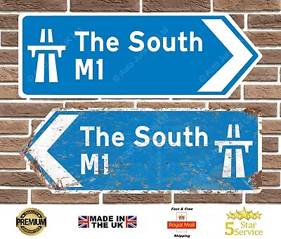 The South M1 Metal Road Sign Motorway Garage Sign Man Cave Sign Bar Shop Office • £18