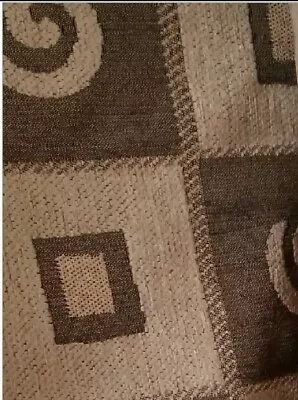 Tapestry Upholstery Thick Woven Fabric By The Yard - Square Brown Pattern • £14.46