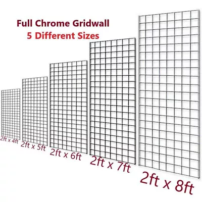 New Chrome Heavy Duty Grid Wall Mesh Display Panel Retail Shop Display In 5 Size • £35.40