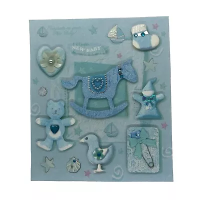 New Baby Themed Card Embellishments Toppers Scrapbook Blue Boy Girl X 2 Sheets • £2.40