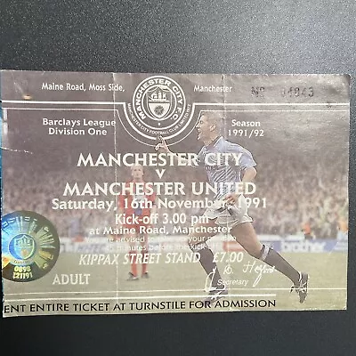 Manchester City V Manchester United(Division 1 91/2) 16/11/91 Ticket • £3.97