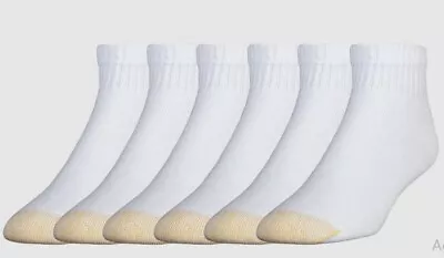 GoldToe Men's White Cotton Ankle Athletic Sock 6 Pair Shoe Size 12-16 • $13.97