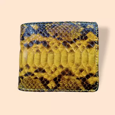 FREE SHIPPING Genuine Python Snakeskin Leather Mens Bifold Wallet Yellow • $30