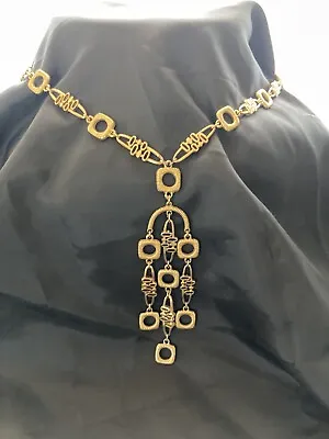 Vintage Crown Trifari Modernist MCM Tri Tassel Goldtone Necklace • $90