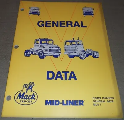Mack Mid-liner Cs Ms Chassis Trucks General Data Service Shop Manual Book • $14.99