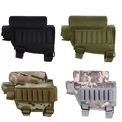 Tactical Rifle Buttstock Cheek Pad Rest Shotgun Shell Ammo Pouch Carrier Holder • $9.99