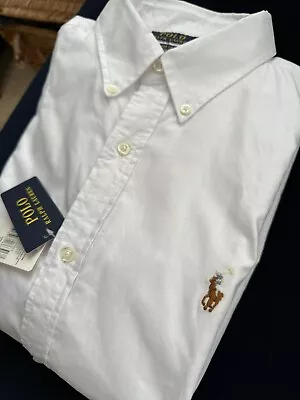 Polo Ralph Lauren Button Down Shirt Custom Fit White Size Medium • £44.99