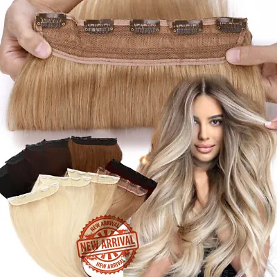 $15.18 • Buy Clip In Human Remy Hair Extensions Full Head Weft Straight Highlight One Piece