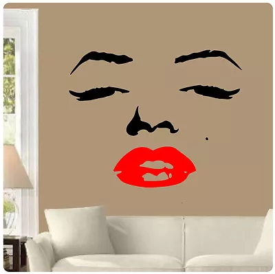 Marilyn Monroe Face Wall Decal Sticker Home Decor Red Lips CHOOSE SIZE • $15.99