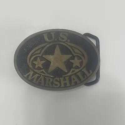 US Marshall Officer Solid Brass Vintage Belt Buckle - BTS Made In USA Nice • $24.97