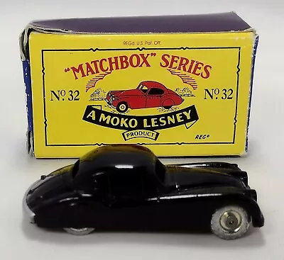 Matchbox Series A Moko Lesney No. 32 Black Jaguar Toy Car Original Box 1992 • $11.99