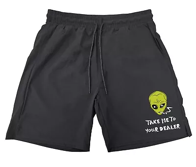 Men's Alien Dealer F179 Athletic Nylon Running Shorts Funny Space High UFO Weed • $17.99