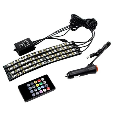 12LED IR Remote Control Strip 4pcs Car Interior Atmosphere Neon Lights 16 Colors • $7.99