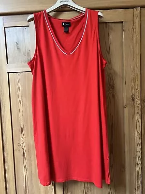 La Redoute Bright Red V Neck Cotton T Shirt Dress V Neck 22/24 • $5.05