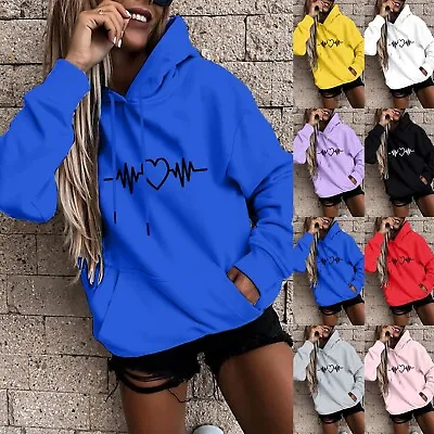 $15.74 • Buy Women's Fashion Casual Fun Print Hooded Sweatshirt Loose Sports Tops Pullover