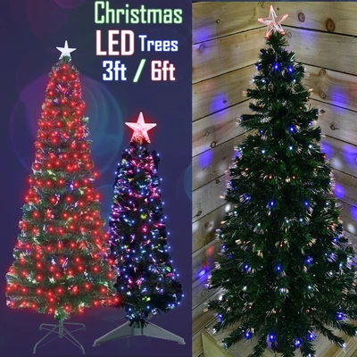 £39.89 • Buy Deluxe Green Slim 8 Functional Christmas Xmas Tree 3ft/6ft LED Fibre Optic Decor