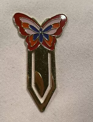 VTG Avon Butterfly Bookmark Clip 1987 Purple Red Orange Pink Gold Tone 2” Mosaic • $4.44