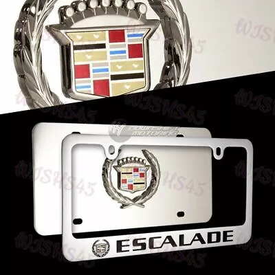 3D CADILLAC ESCALADE Stainless Steel License Plate Frame - 2PCS Front & Back • $58.38