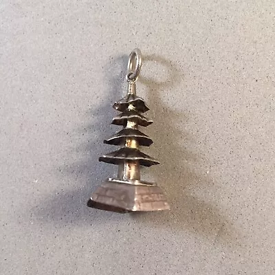 VINTAGE Silver PAGODA CHARM Light Thin Delicate Asia 925 VT26 • $8.50