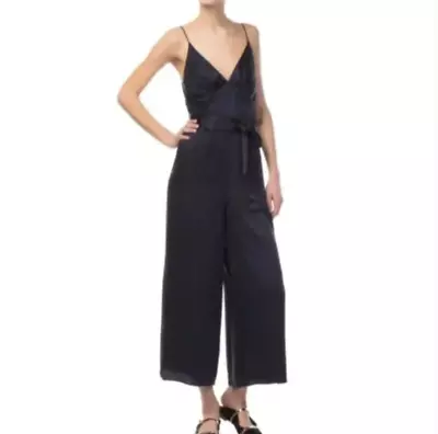 ZIMMERMANN Black Sueded Silk Tuck Jumpsuit With Belt - Size 0 - New With Tags • $189