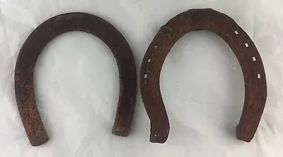 $44 • Buy Old Metal Rusty Lucky Large Horseshoe Horse Shoe Pair