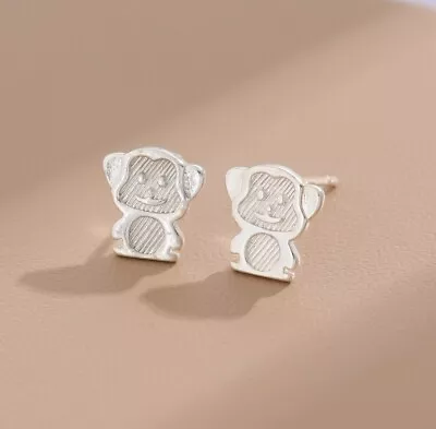 Adorable Tiny Silver Monkey Teddy Bear Earrings Stud • $8.99