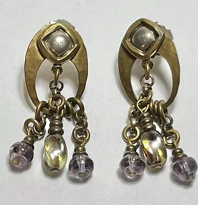 Signed Mb Sf Mixed Metal Marjorie Baer  Modernist Dangle Beads Post Earrings • $9.99