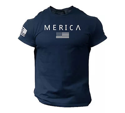 Merica Army Style T Shirt US Flag American Military Gun Top • $12.90