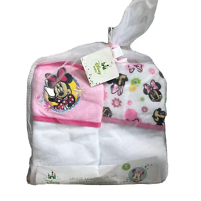 Disney Minnie Mouse Baby Girls Set Of 2 Hooded Soft Bath Towels Pink 60x80 Cm • $14.99