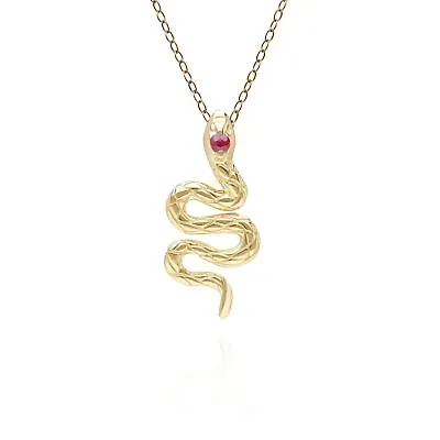 ECFEW™ Ruby Snake Wrap Pendant In 9ct Yellow Gold • £150
