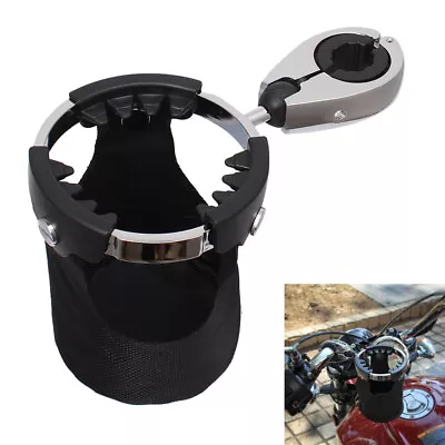 $18.59 • Buy Motorcycle Handlebar Cup Holder Metal Drink Basket Universal 360° Swivel Mount