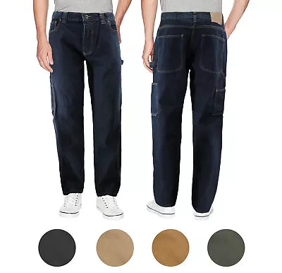 Men's 100% Cotton Classic Fit Work Jeans Hammer Loop Carpenter Denim Pants • $31.45