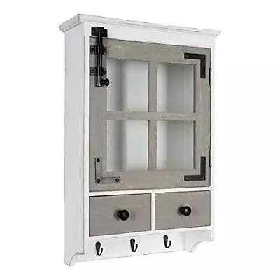 Kate And Laurel Hutchins Decorative Farmhouse Wood Wall Cabinet White And Gra... • $147.94
