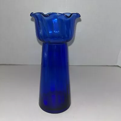 Vintage Italian Art Glass Bulb Forcing Vase COBALT BLUE 7.75” • $30